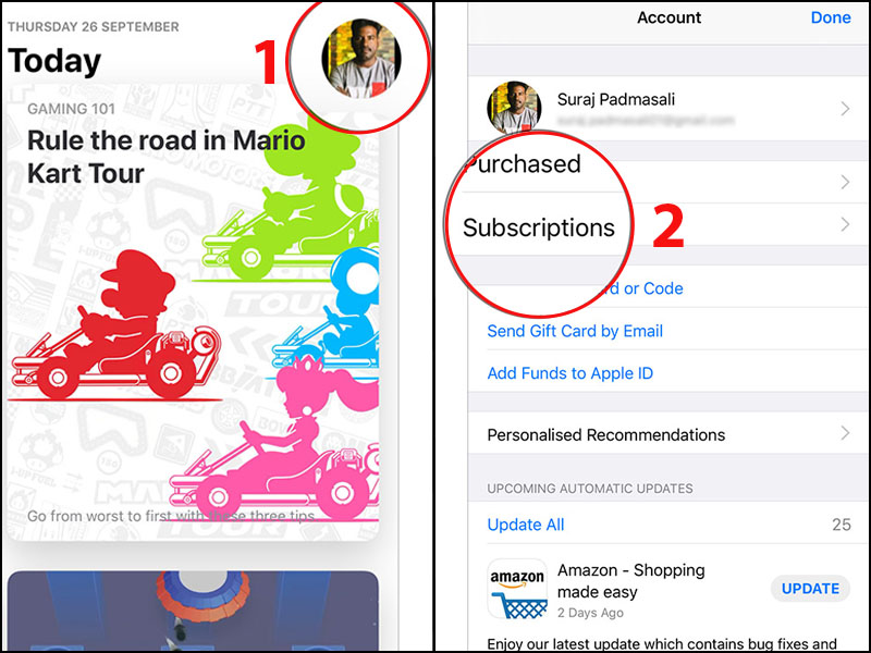 Chọn Subscriptions